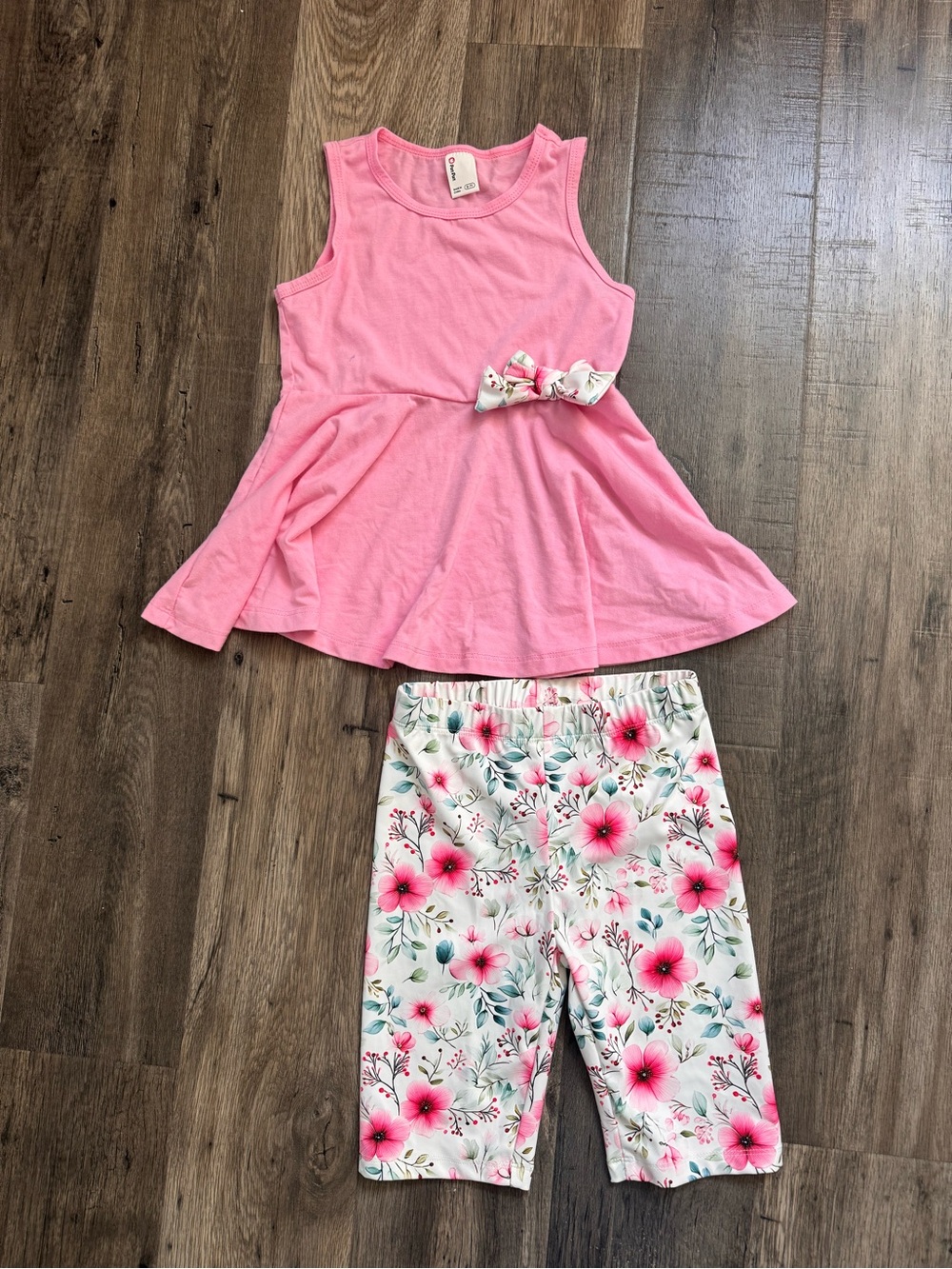 Girls Pink Floral Pajama Set - Tank Top & Capri Pants